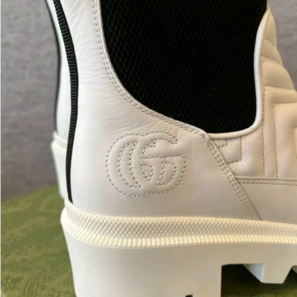 NEW Gucci Women's White & Black Matelassé Chelsea Boot 643958 DH7D0 G 38 US 8 Ankle Boots & Booties